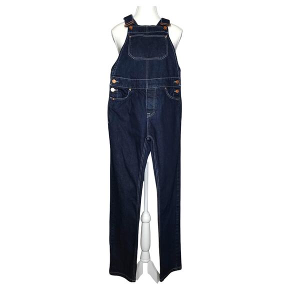 ASOS Overalls Womens 2 Design Denim Dark Wash Button Fly Blue - Picture 1 of 10